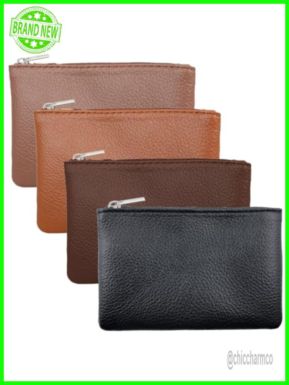 4 Pcs PU Leather Coin Purse Zipper Pouch Small Change Wallet Card Key